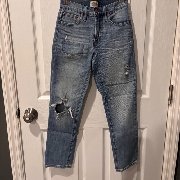 J. Crew Distressed Vintage Crop Medium Wash Jeans - Picture 1 of 10